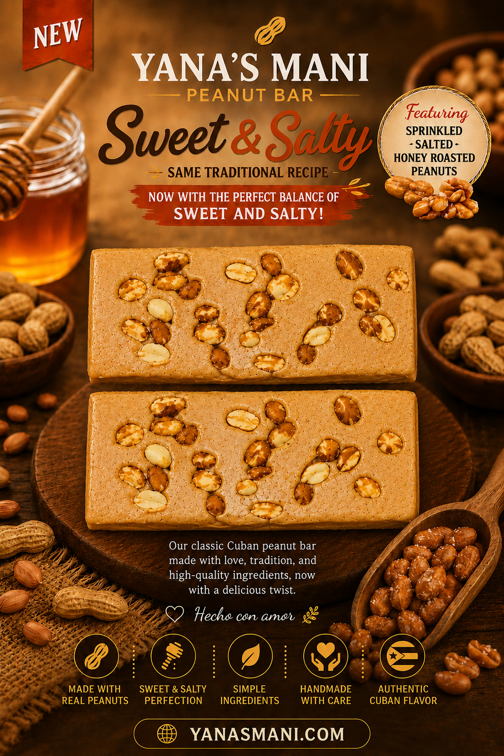 Yana's Mani Sweet & Salty Peanut Bar 8 oz (227g) 2 Pack