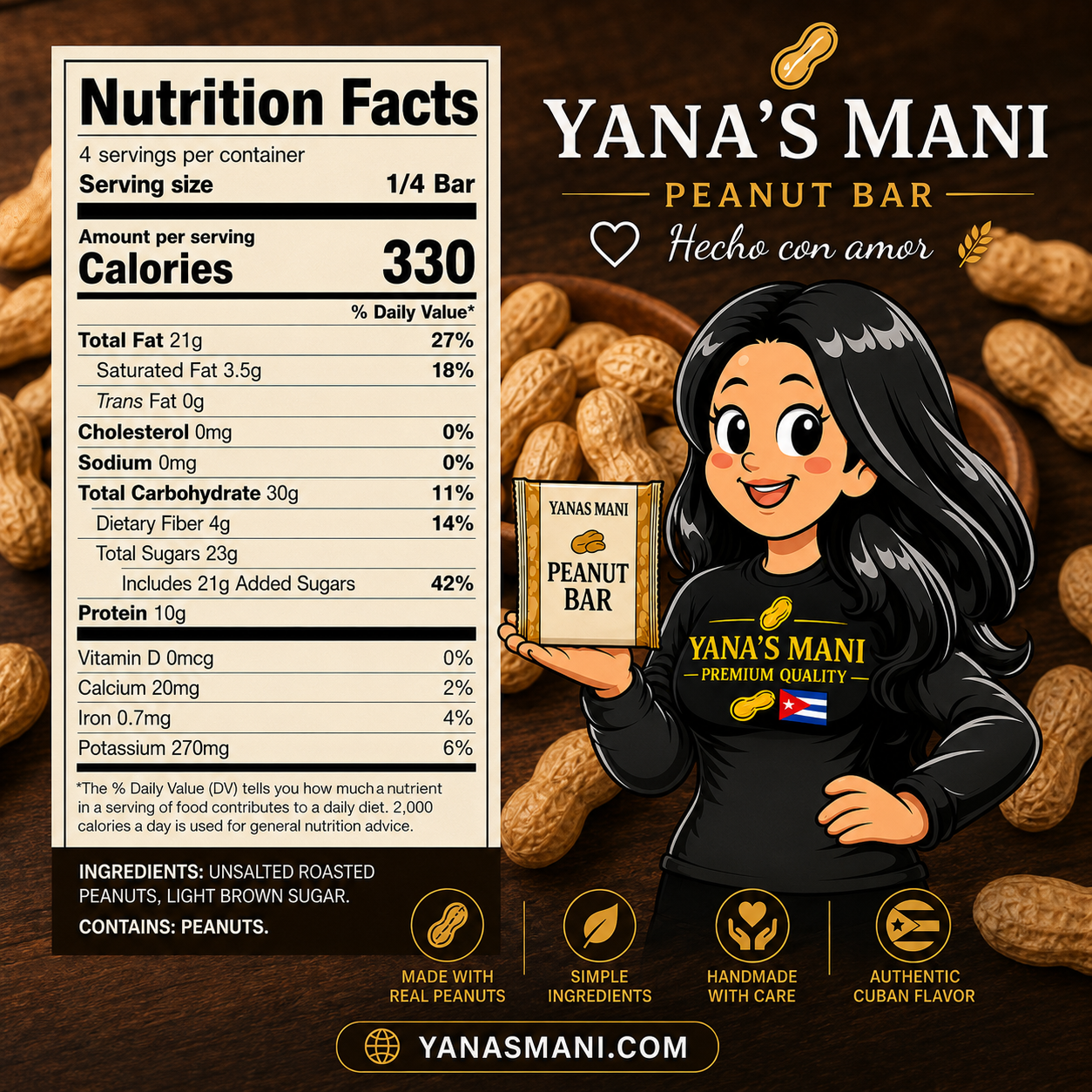 Yana's Mani Peanut Bar 4 pack