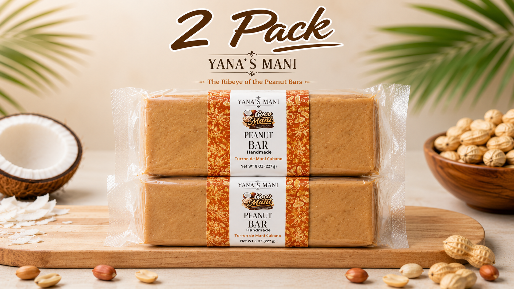 Yana’s Mani Coco-Mani Peanut Bar 8oz (227g) 2 Pack