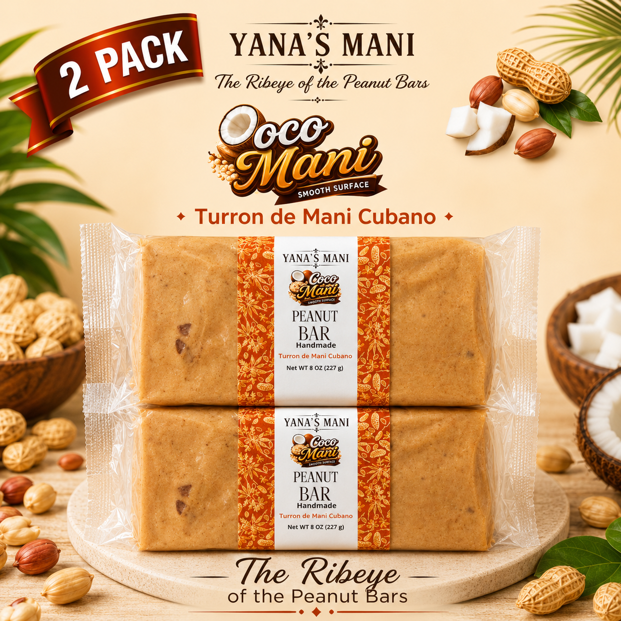 Yana’s Mani Coco-Mani Peanut Bar 8oz (227g) 2 Pack
