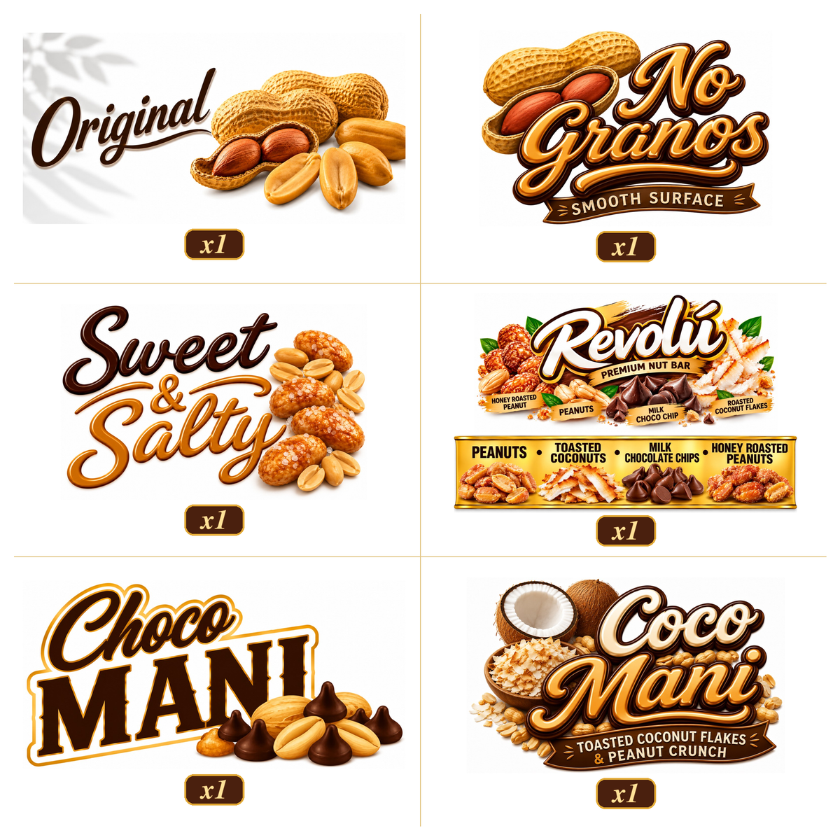 Yana’s Mani Cuban Peanut Bars (Turrón de Maní), Variety 6-Pack, 8 oz Each